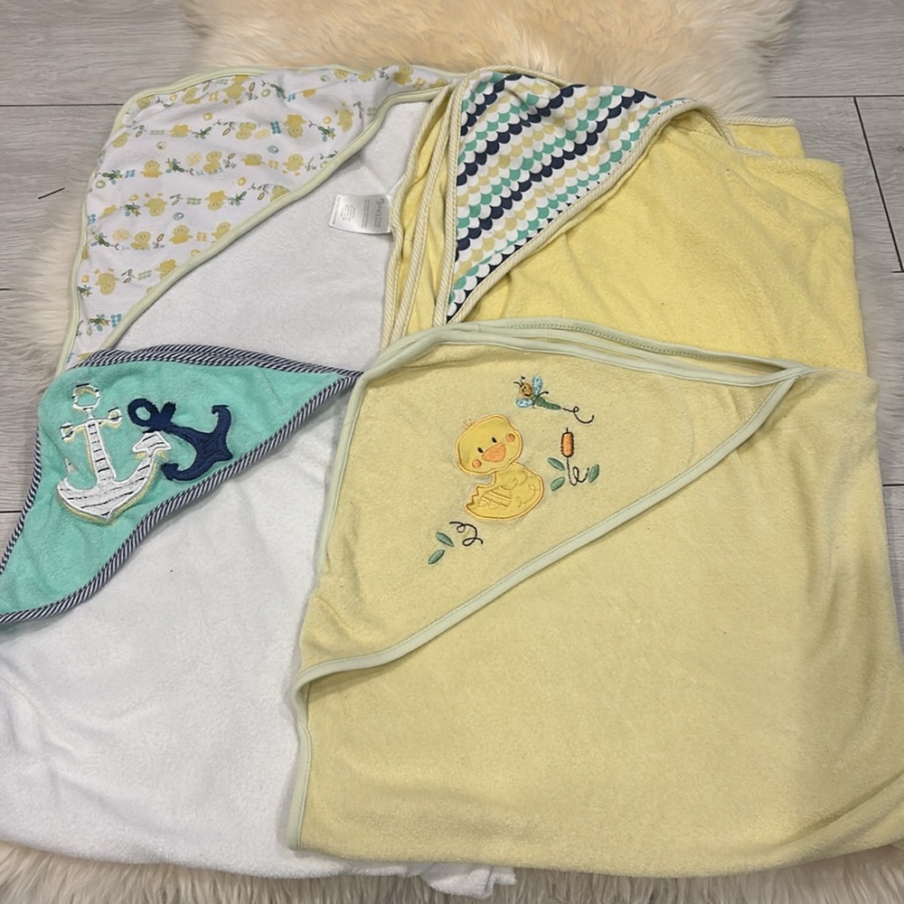 Baby’s First Bath Hooded Bath Towels Duck & Sailor Theme Yellow/Blue/White